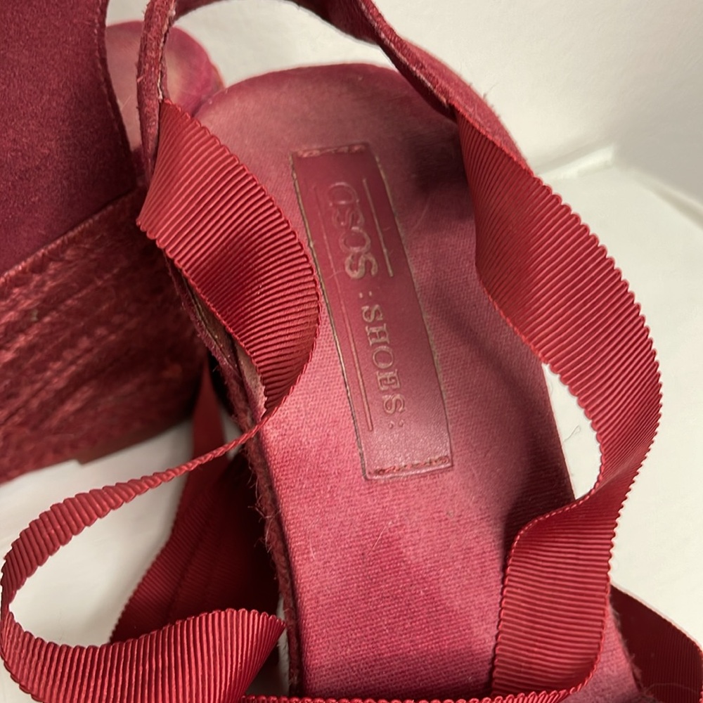 ASOS ankle tie burgundy espadrille 9 - Picture 4 of 8